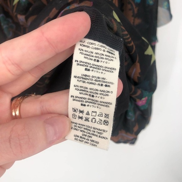 FREE PEOPLE Wildflower Honey Peasant Mesh Blouse Black Combo Size XS NEW - Picture 8 of 16